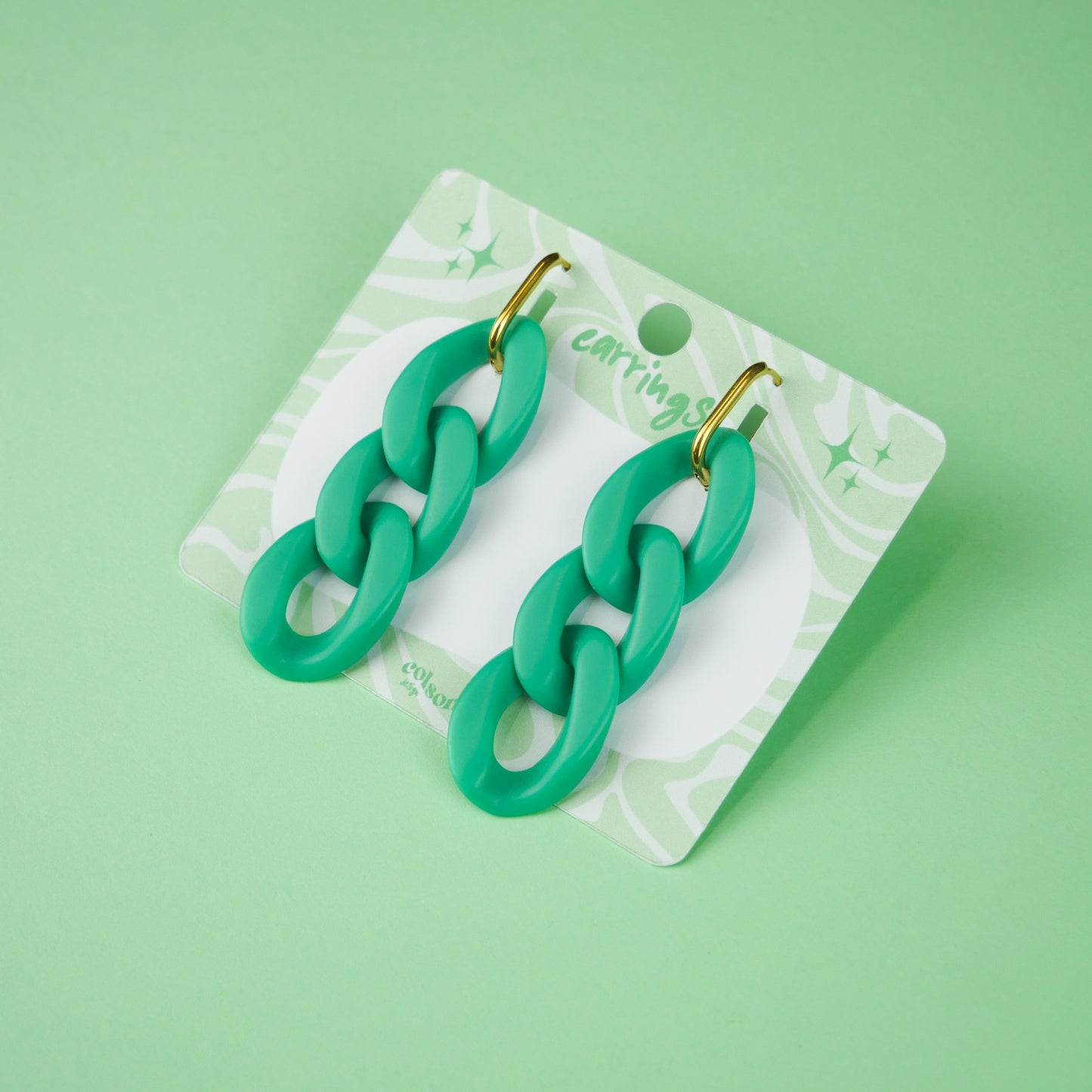 ACRYLIC CHAIN EARRINGS - green