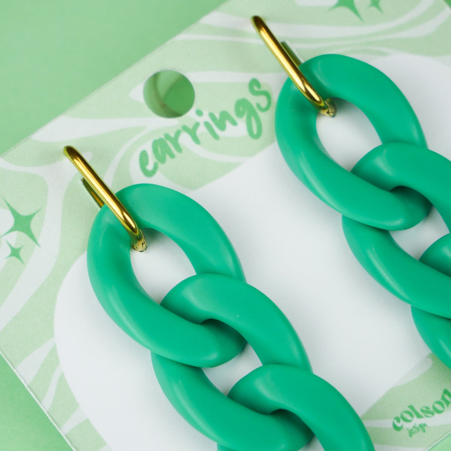 ACRYLIC CHAIN EARRINGS - green