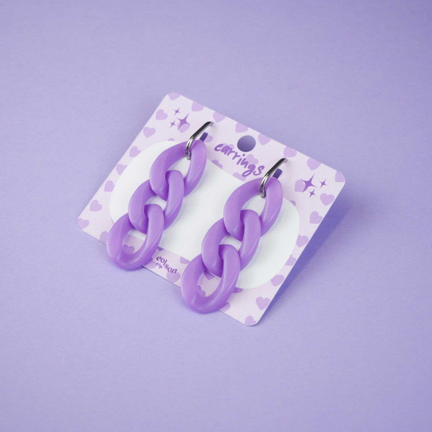 ACRYLIC CHAIN EARRINGS - purple