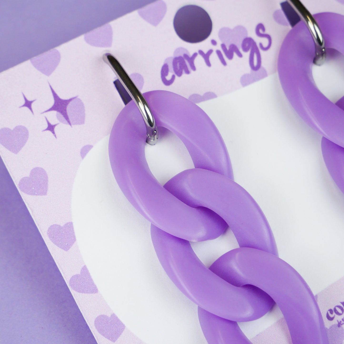 ACRYLIC CHAIN EARRINGS - purple