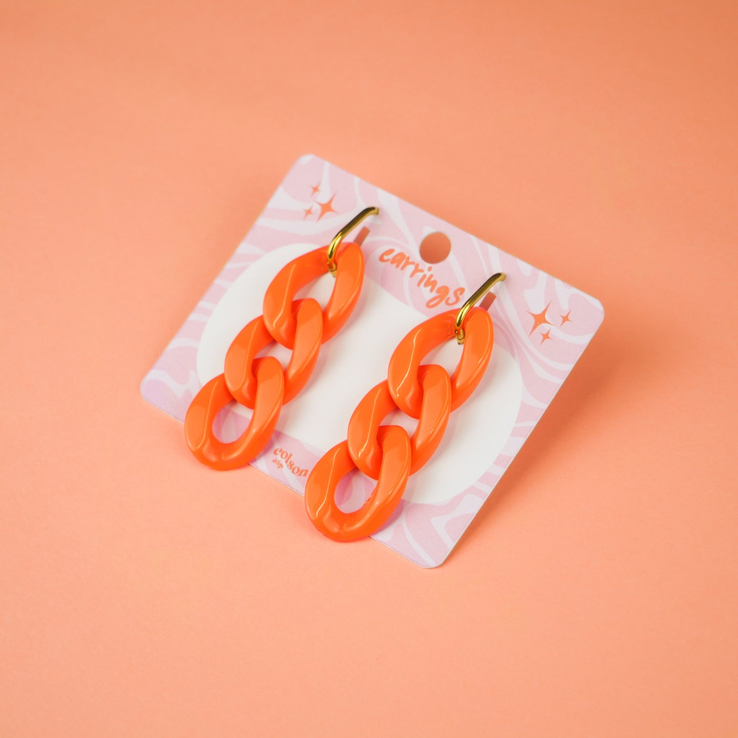 ACRYLIC CHAIN EARRINGS - orange