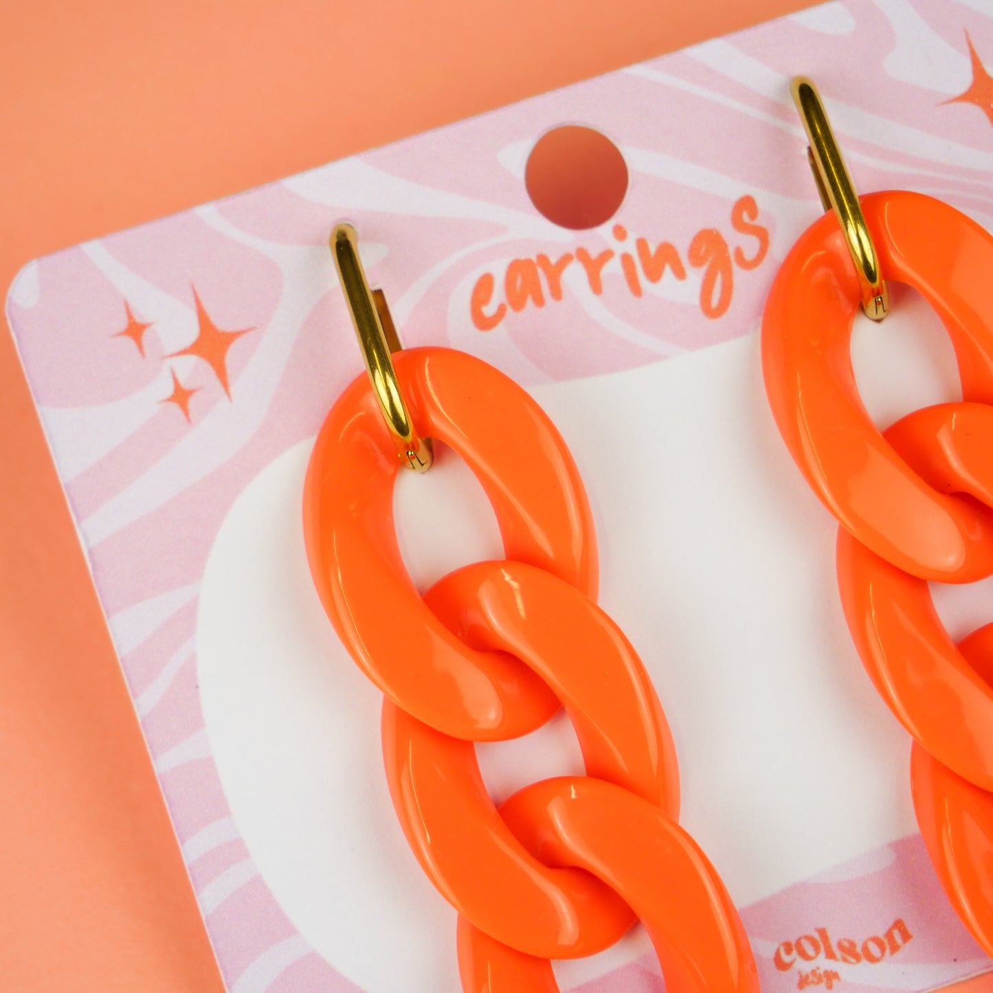 ACRYLIC CHAIN EARRINGS - orange