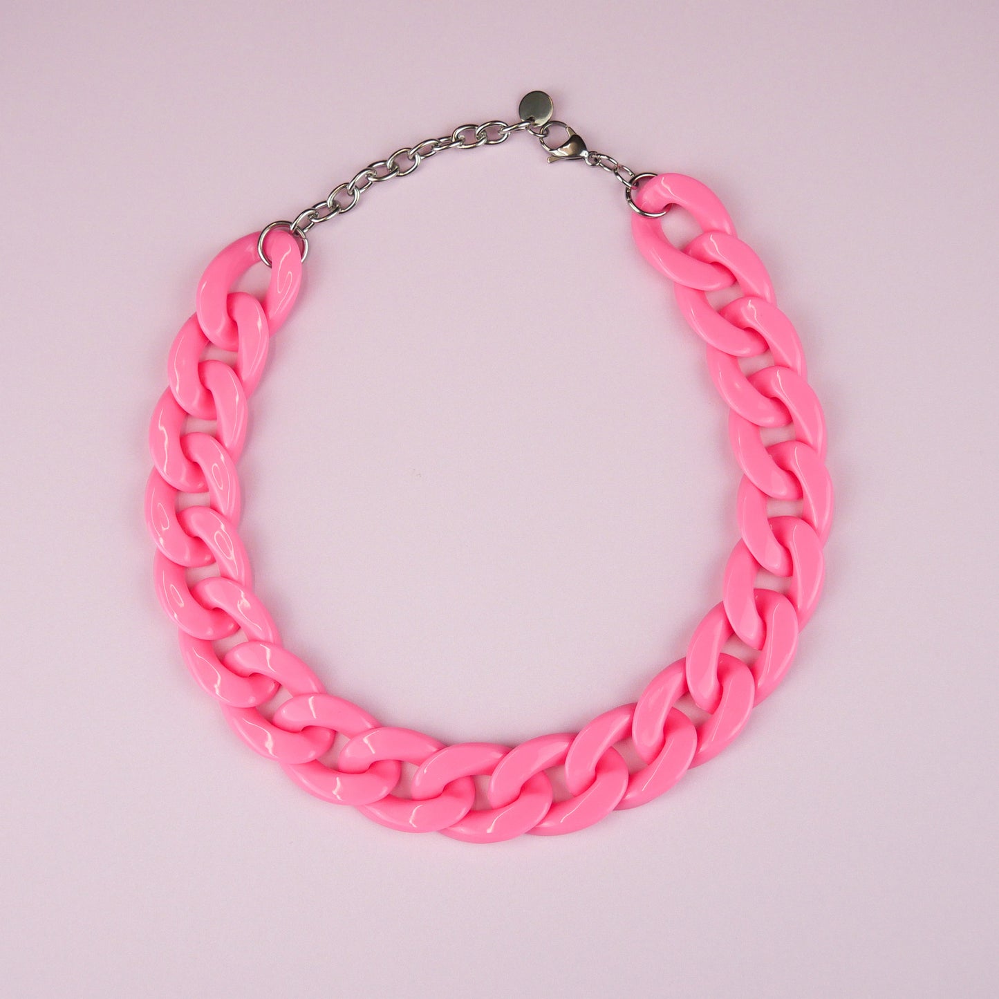 ACRYLIC CHAIN NECKLACE - hot pink