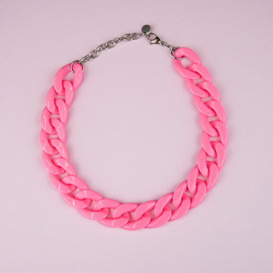 ACRYLIC CHAIN NECKLACE - hot pink