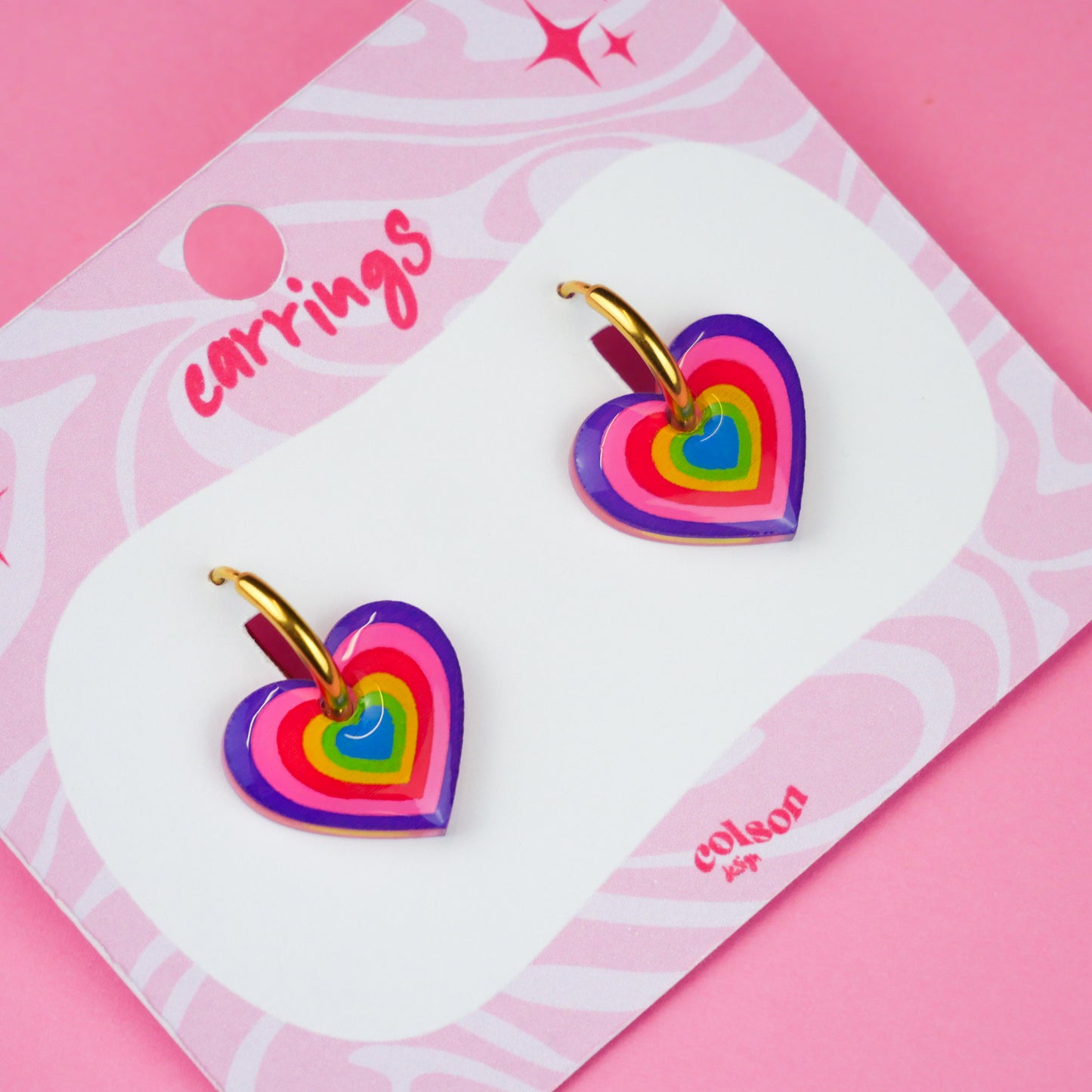 RAINBOW HEART - boucles d'oreilles