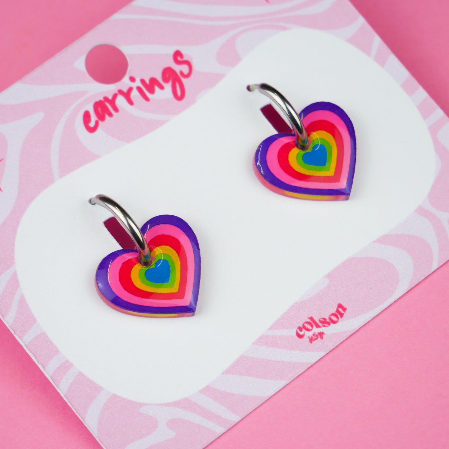 RAINBOW HEART - boucles d'oreilles