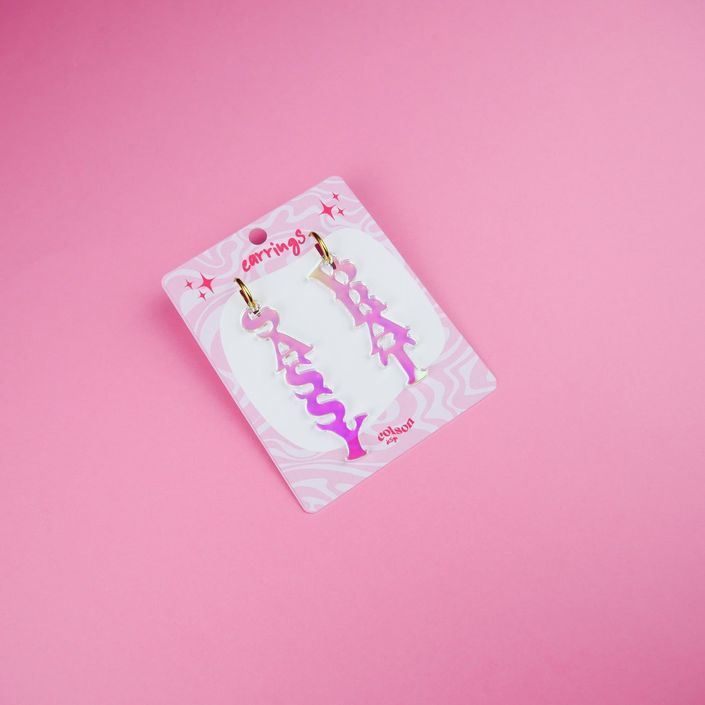 WORD EARRINGS - iridescent (12 words, mix & match)