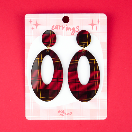 RETRO OVAL - red tartan