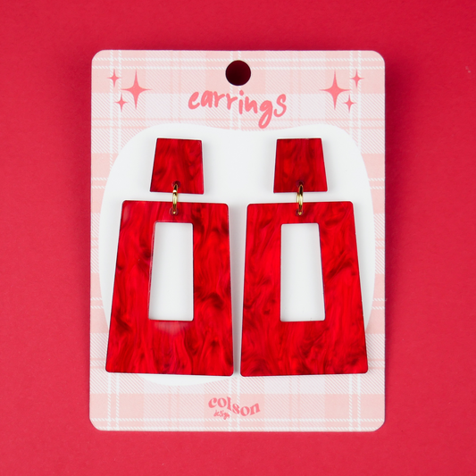 BOX HOOPS - red marble