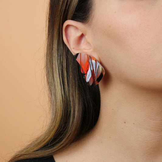 BUTTERFLY STUDS - orange swirl