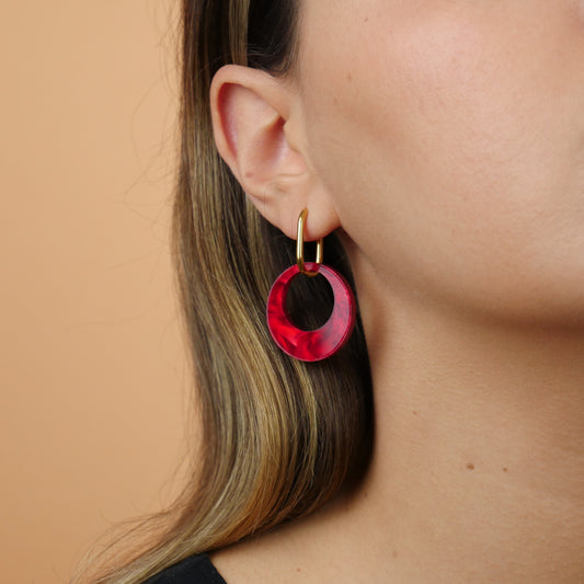 ROUND DANGLE - rouge marbré