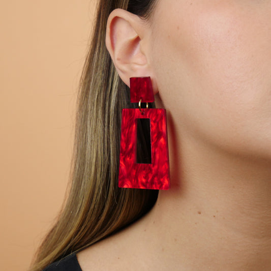 BOX HOOPS - red marble