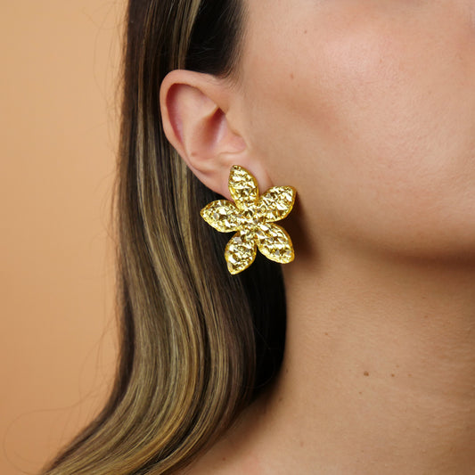 FLOWER STUDS - gold texture