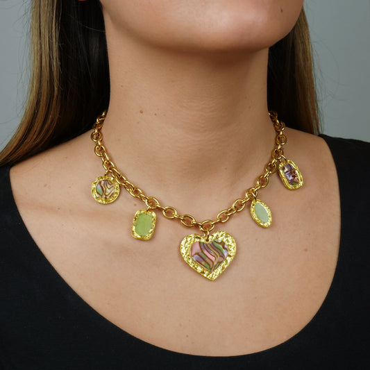 ANTIQUE TRINKET NECKLACE - mystical garden & green