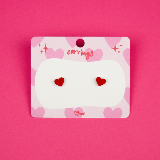 MINI HEART STUD - red