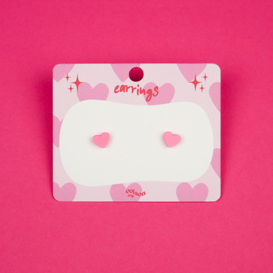 MINI HEART STUD - hot pink