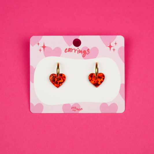 DAINTY HEART - red glitter