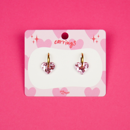 DAINTY HEART - pink glitter