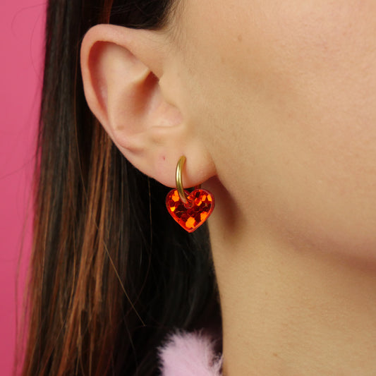 DAINTY HEART - red glitter