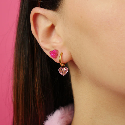 TINY HEART - pink glitter