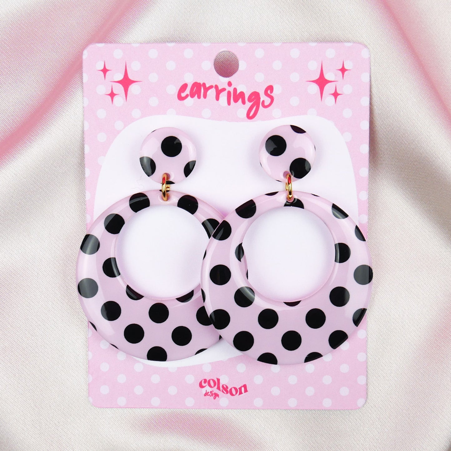 ROUND HOOPS - pink polka dot