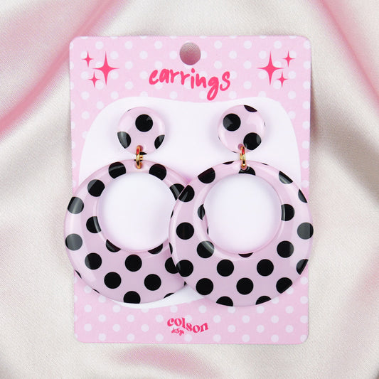 ROUND HOOPS - pink polka dot