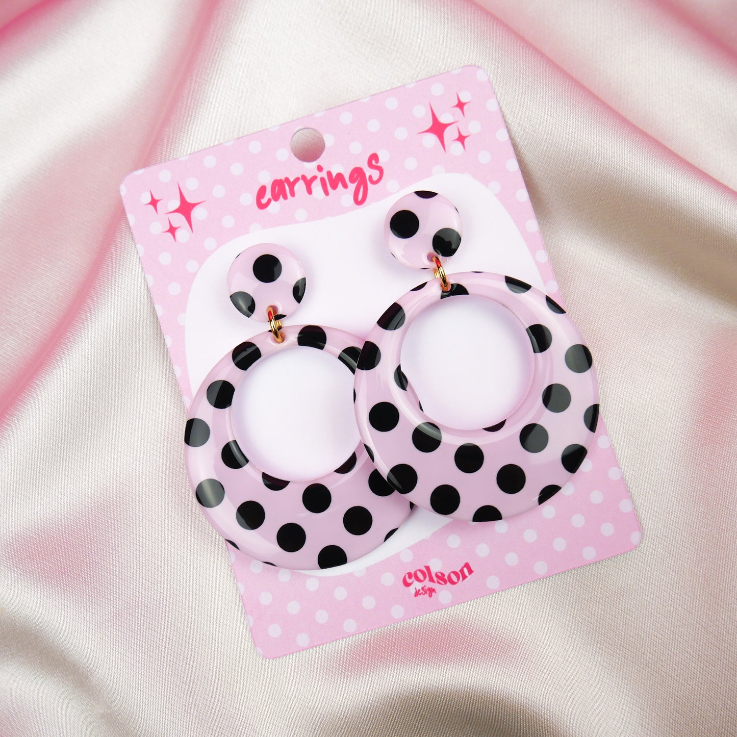 ROUND HOOPS - pink polka dot