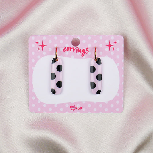 LONG DANGLE - pink polka dot