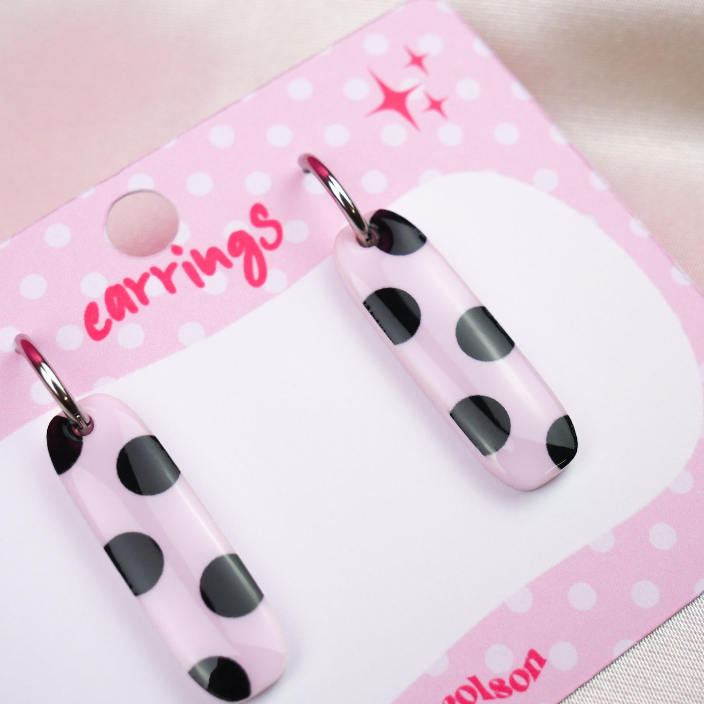 LONG DANGLE - pink polka dot