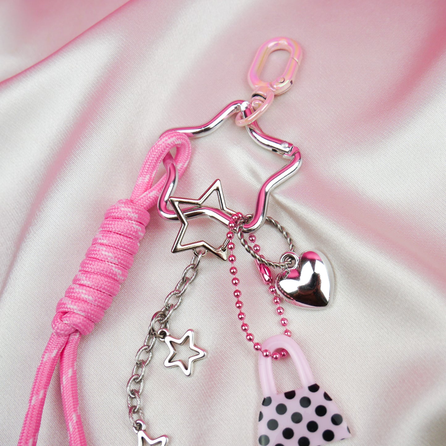 BAG CHARM Nº8 - pink & silver
