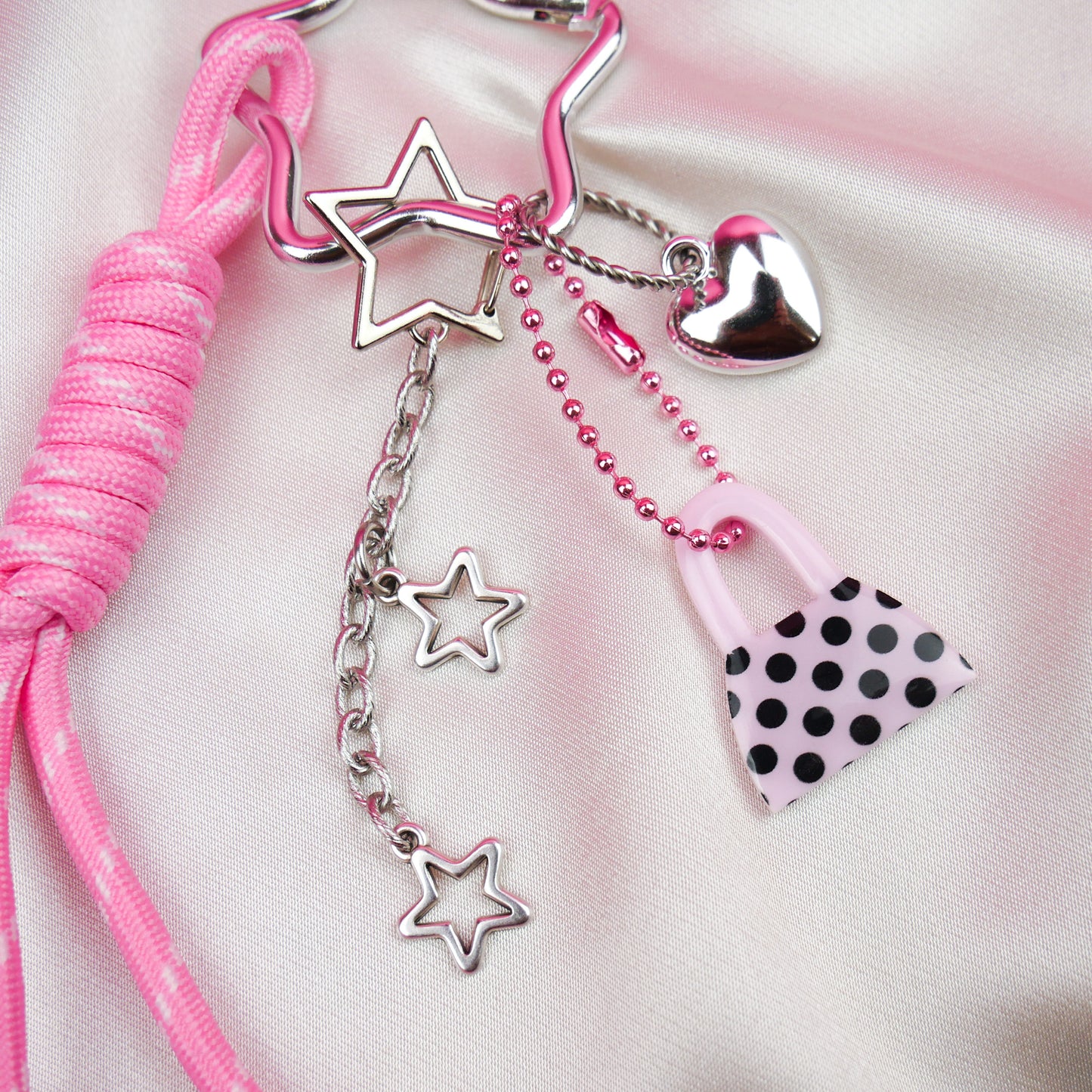 BAG CHARM Nº8 - pink & silver