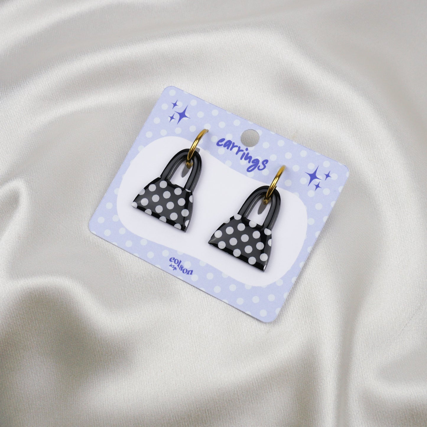 PURSE FIRST - black polka dot