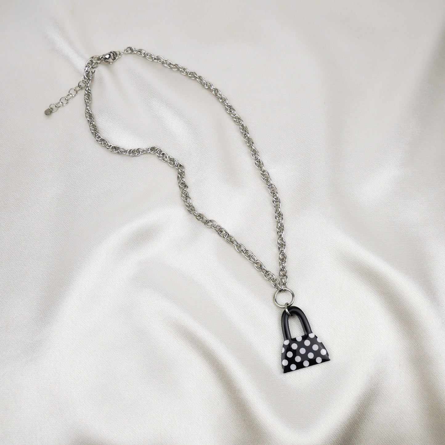 PURSE FIRST necklace - black polka dot