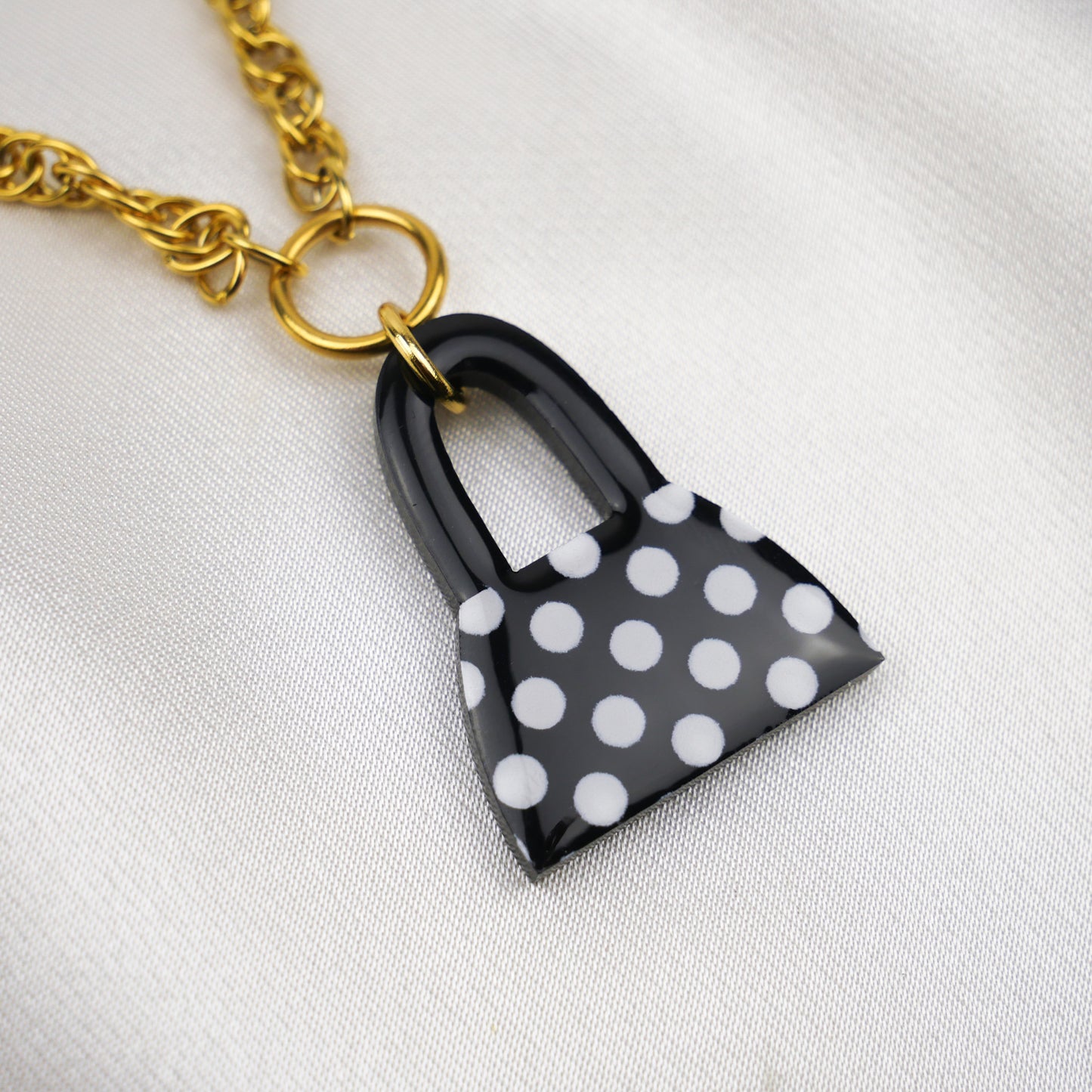 PURSE FIRST necklace - black polka dot