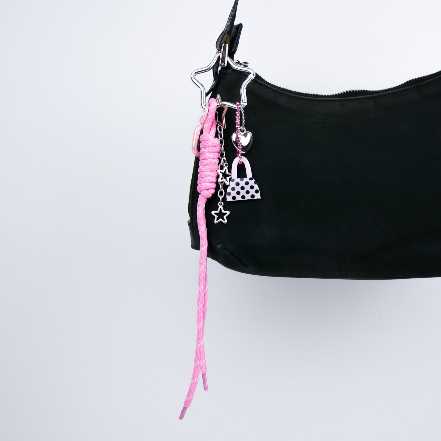 BAG CHARM Nº8 - pink & silver