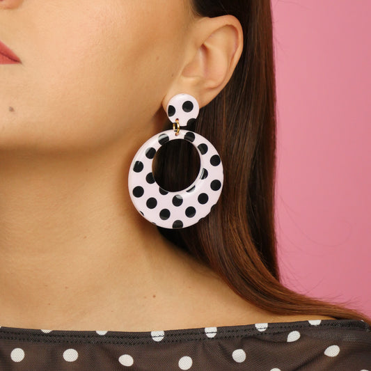 ROUND HOOPS - pink polka dot