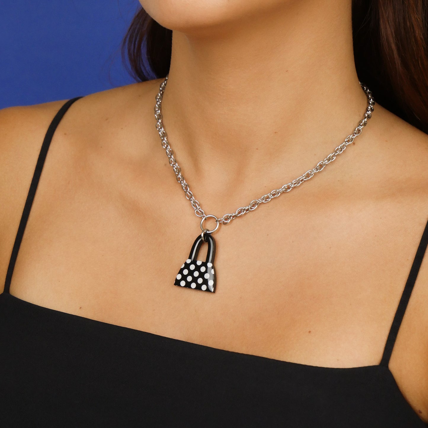 PURSE FIRST necklace - black polka dot