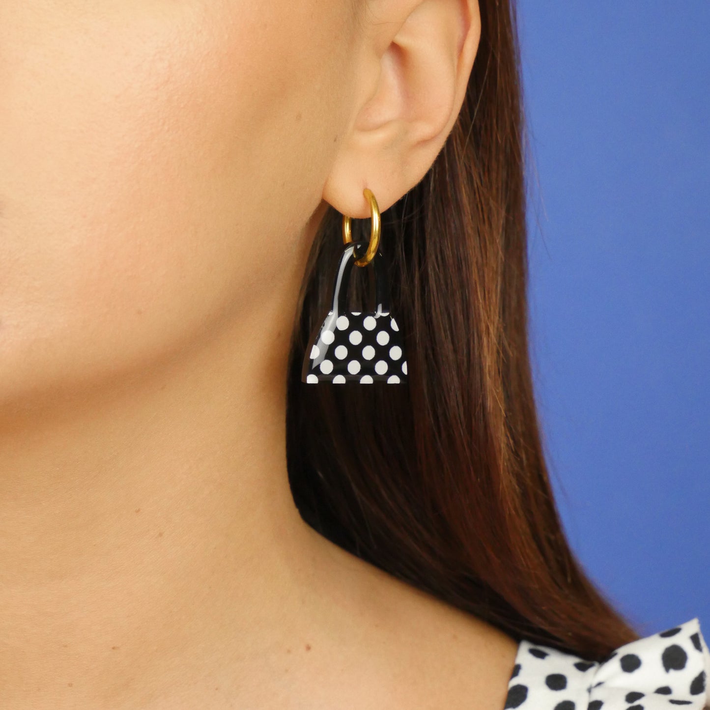 PURSE FIRST - black polka dot