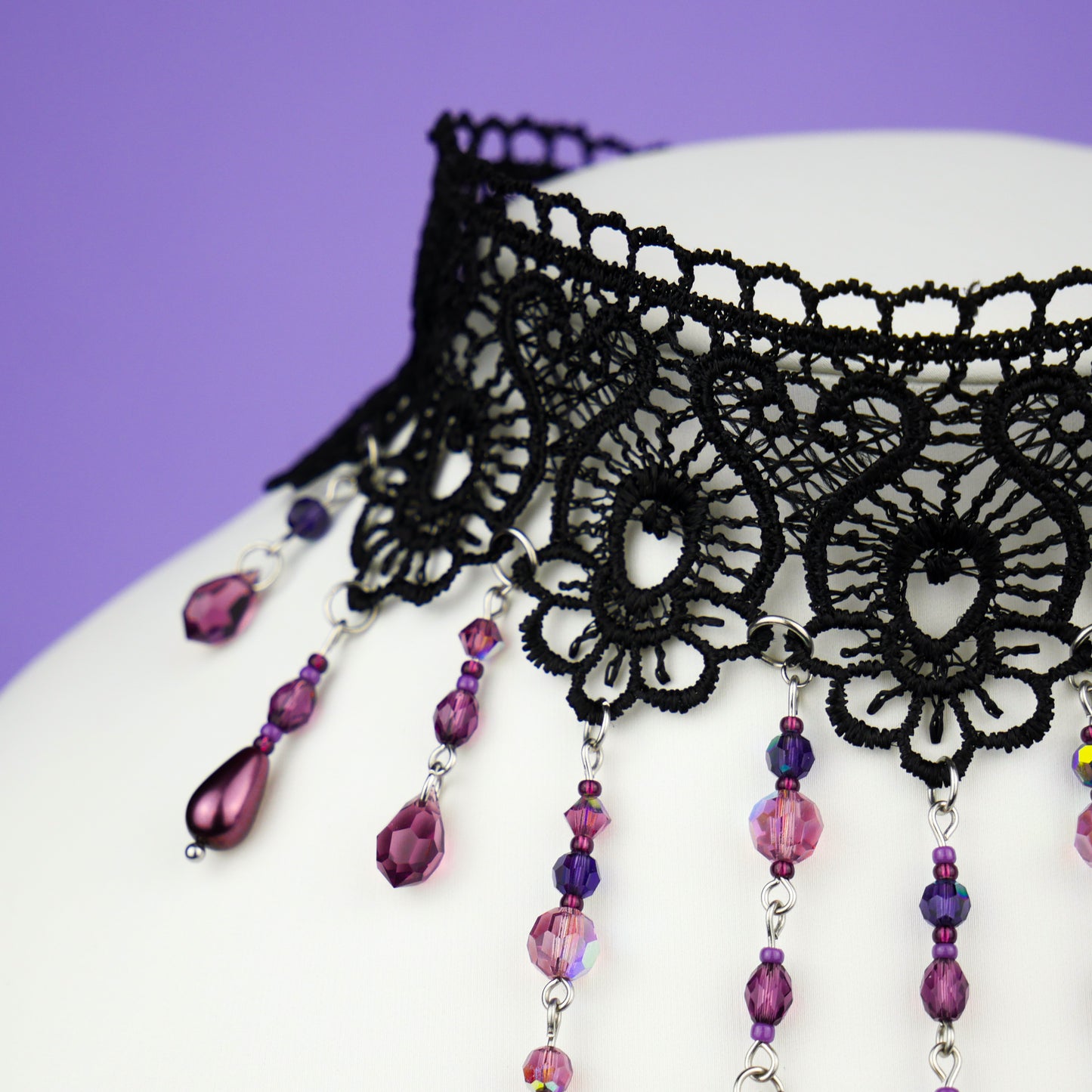 AMETHYST WITCH - black lace choker (unique piece)