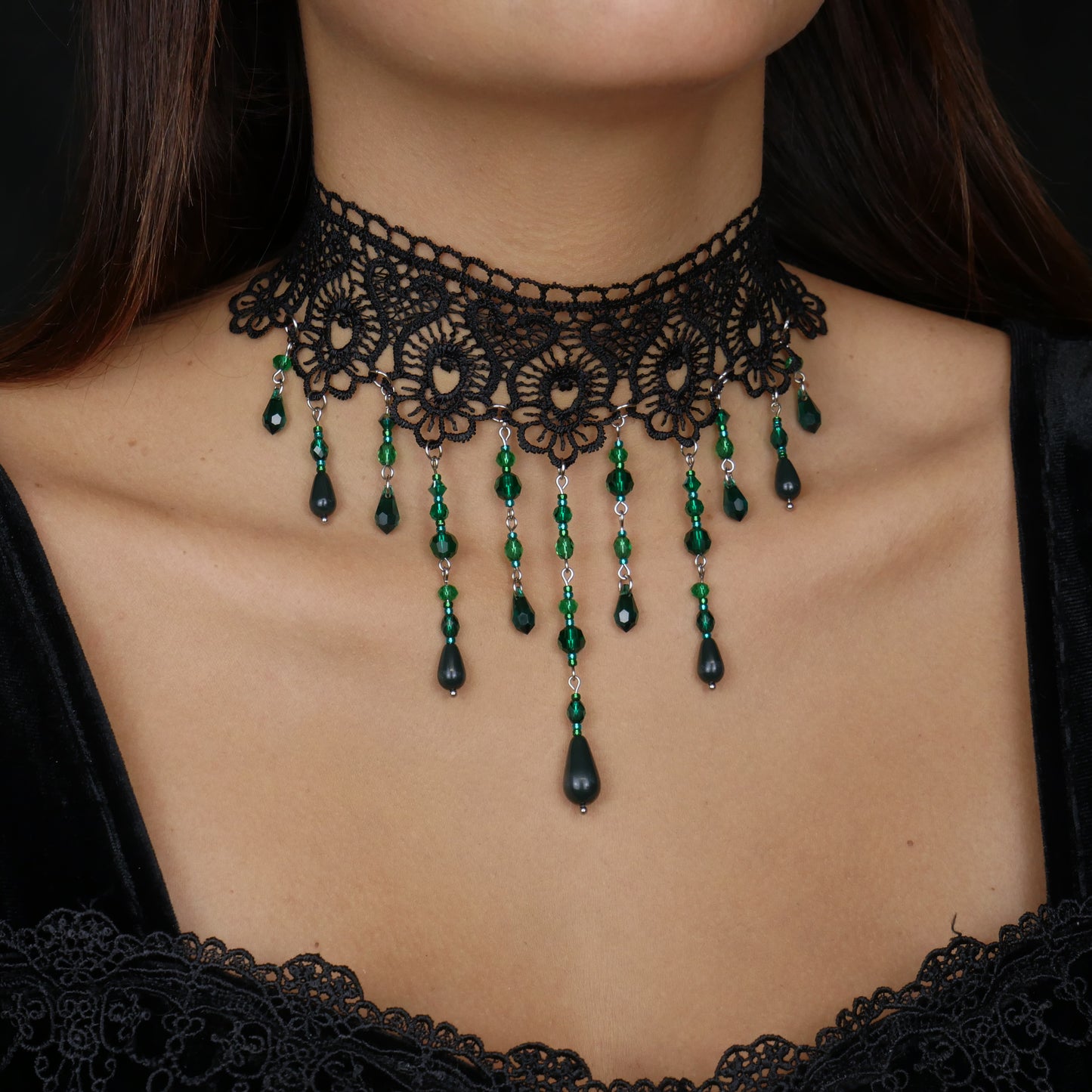 FOREST FAIRY - black lace choker (unique piece)
