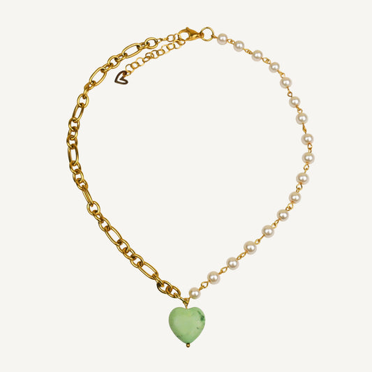 GREEN HEART - necklace (gold or silver)