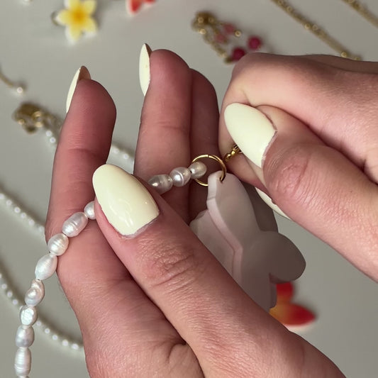 NECKLACE ADD-ON: DETACHABLE LONG PENDANT - pink pearls