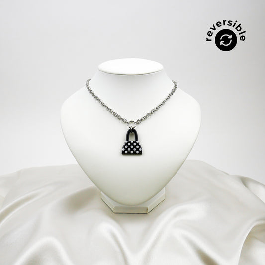 PURSE FIRST necklace - black polka dot