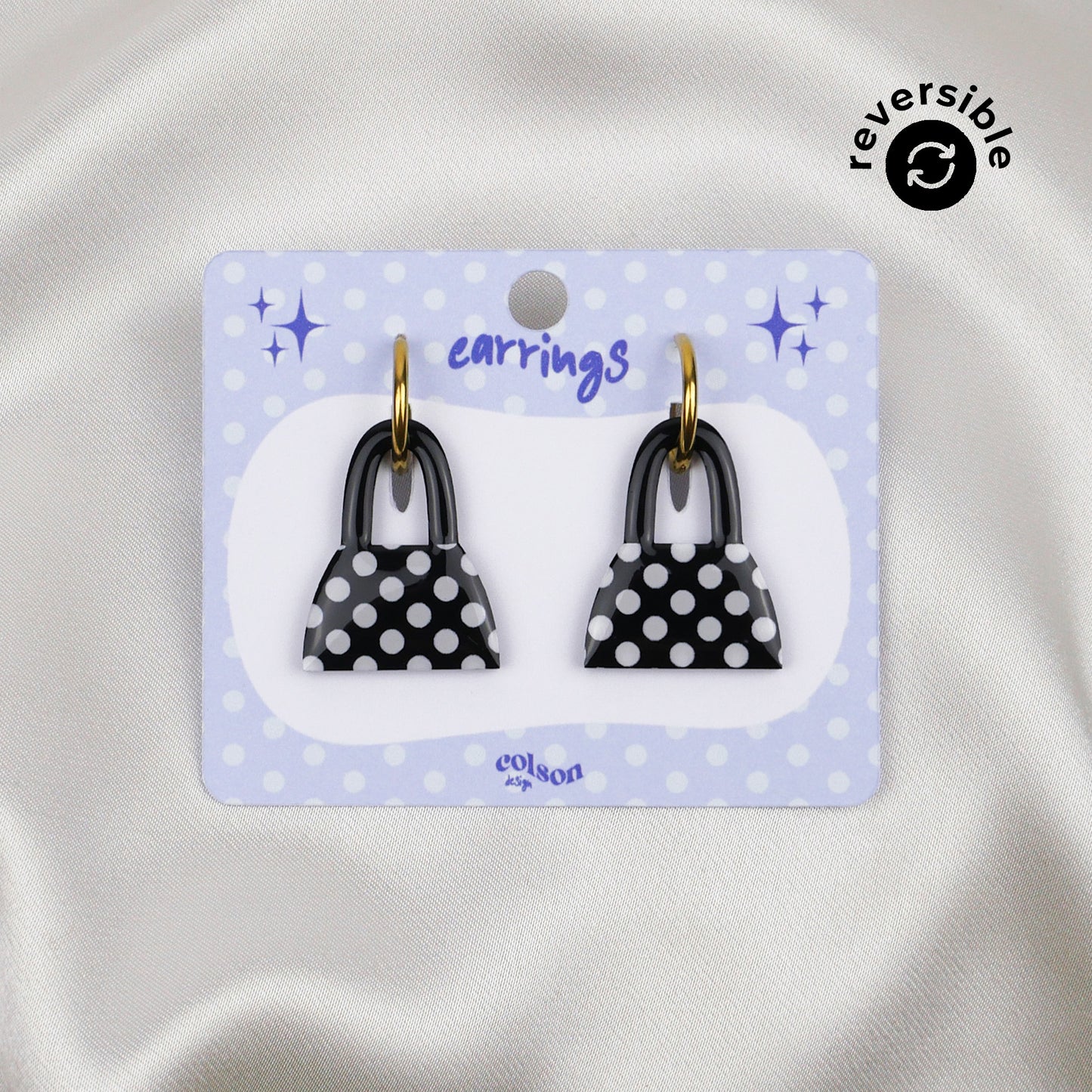 PURSE FIRST - black polka dot