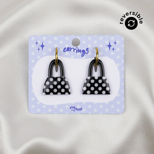 PURSE FIRST - black polka dot