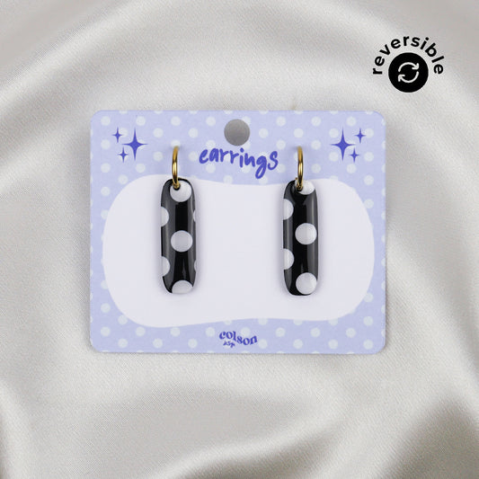 LONG DANGLE - black polka dot